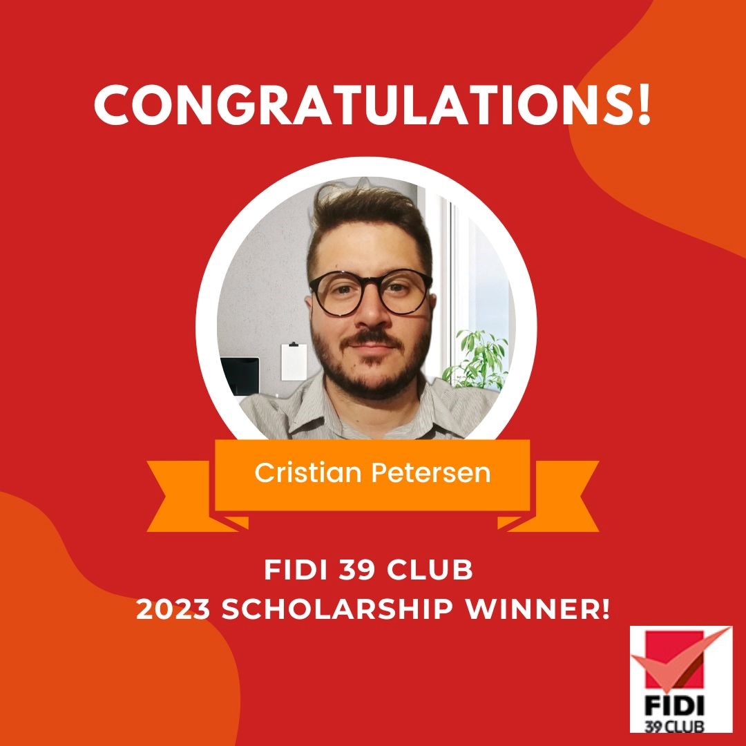 Cristian Petersen, winner of the 2023 FIDI 39 Club scholarship